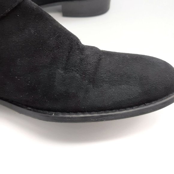 Stuart Weitzman Jitterbug Moto Black Suede Buckle Boots - Picture 14 of 16
